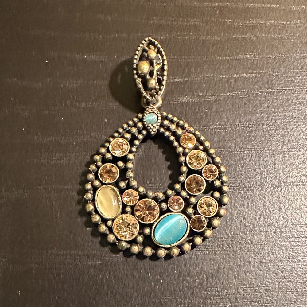Lia Sophia Gold and Blue Statement Necklace